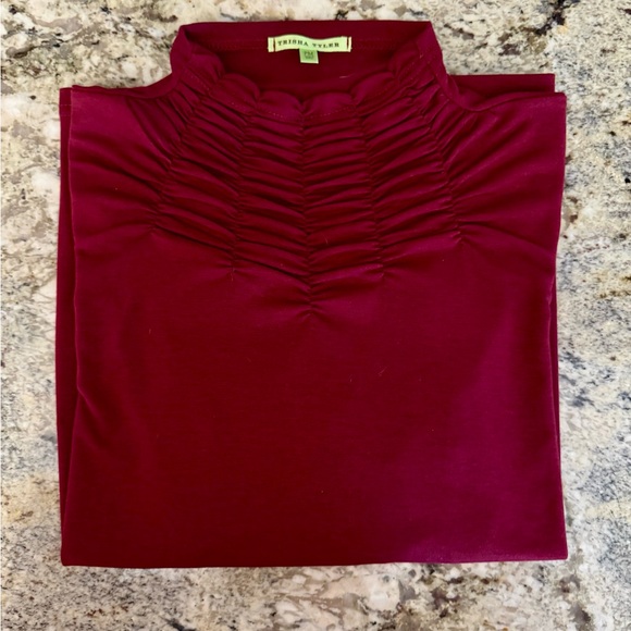 BEAUTIFUL Ruched Neck Burgandy Long Sleeve Top PMedium - Picture 2 of 8